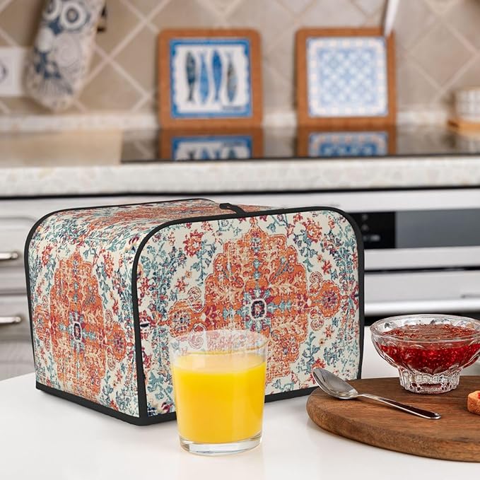 Ethnic Boho 4 Slice Toaster Cover, Waterproof Toaster Dust Cover Bread Maker Protective For Small Kitchen Appliance Dining Room Table Home Decor Gifts