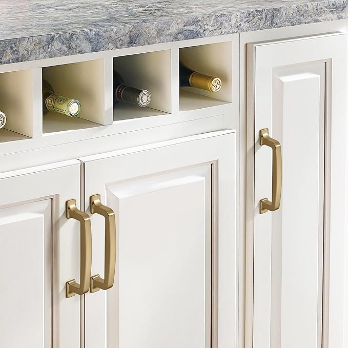 Khtumeware 2 Pack 3-3/4 Inch Cabinet Handles - Champagne Bronze Cabinet Pulls & Warm Brass Drawer Pulls