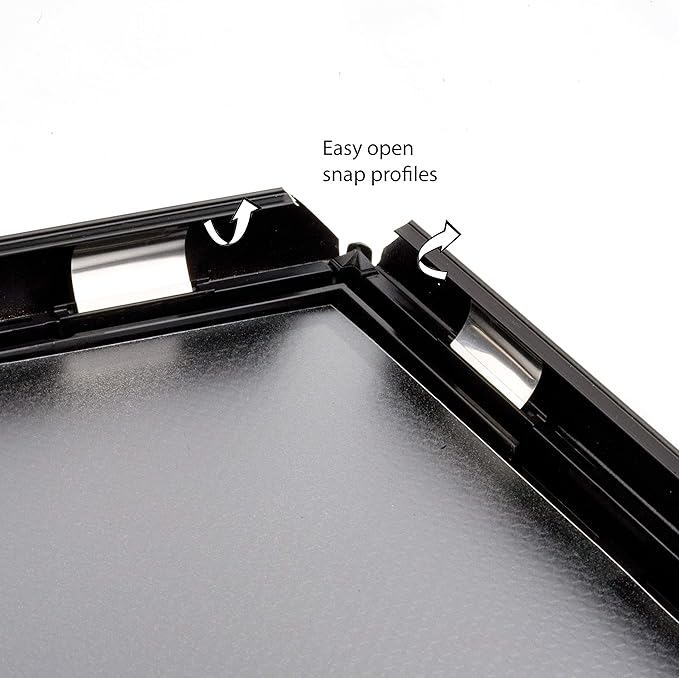 M&T Displays Opti Snap Poster Frame 8.5x11 Inch Black 1" Aluminum Profile Front Loading Wall Mounting Photo Picture Document Certificate Sign Holder Mitered Corner Anti Glare Cover (500 pack)