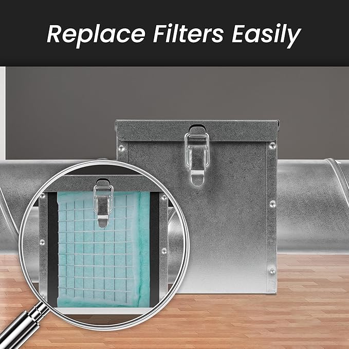 Repa Market 8" x 8" Replacement Air Filter for 6" Duct Filter Box – G3 Class Purifier Filter for Dust Collection, Lint Trap – Air Purifier – HVAC Ventilation System Filters, Home Improvement