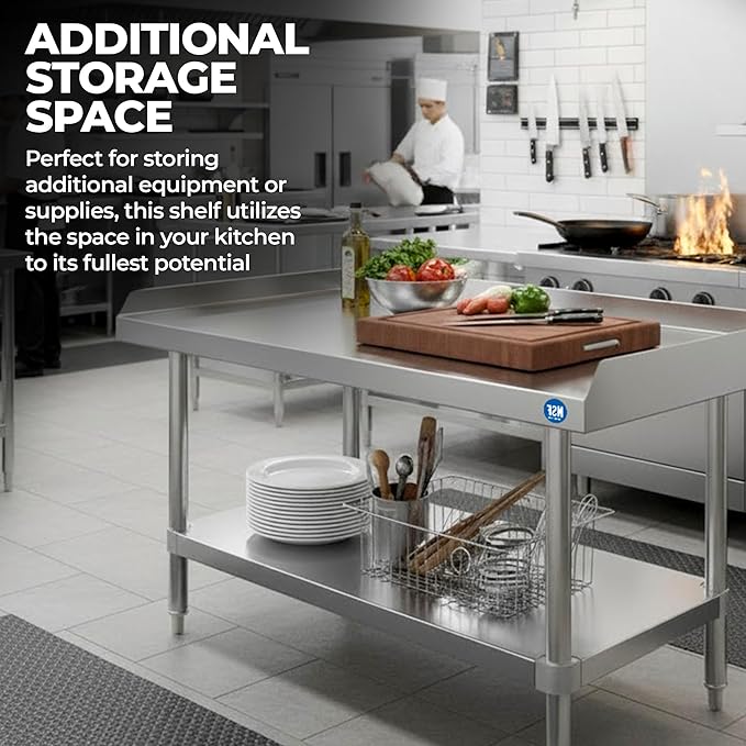 Stainless Steel Equipment Stand with Undershelf + Casters, Heavy Duty, Commercial Grade, NSF Certified (30" Width x 60" Length)