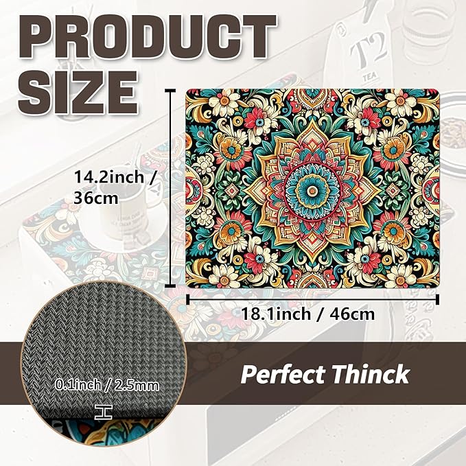 Rubber Mat for Microwave Top Cover, Nonstick Heat Resistant Microwave Cover, 18"x14" Non Slip Microwave Kitchen Counter Protector Mat, Air Fryer Mat for Counter Heat Resistant