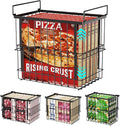 iSPECLE Deep Freezer Organizer Bins - 4 Pack Large Adjustable Freezer Organizer Bins for 5 to 7 Cu.Ft Chest Freezer, Stackable No Wasted Space, Easily Access Pizza (≤12") without Digging, Black