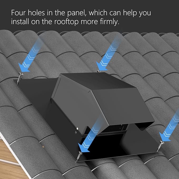 Removable Roof Vents, Hon&Guan 4 Inch Roof Dryer Vent for Houses, Galvanized Steel 4 Inch Exhaust Vent for Ventilation System-with Damper, Black.