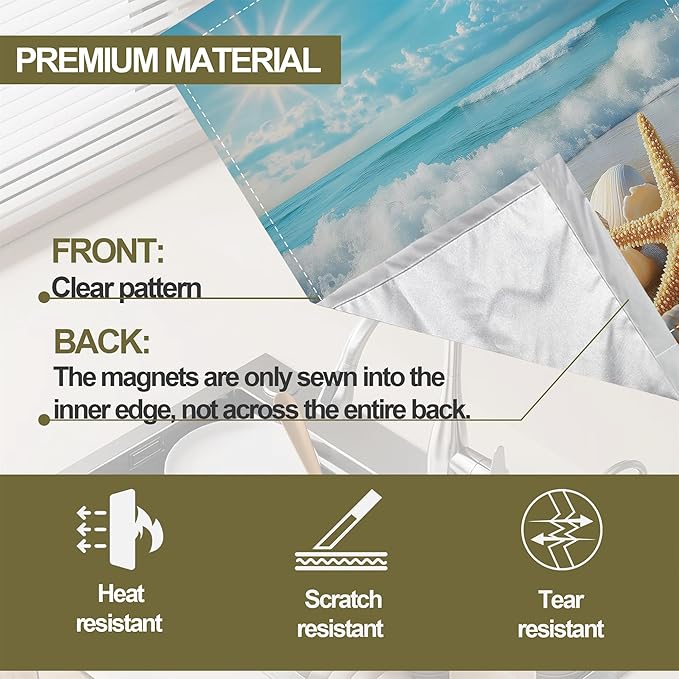 Beach Starfish Seashell Magnetic Dishwasher Cover,Ocean Sea Dishwasher Covers for The Front Magnetic Dishwasher Panel Decal Cover for Kitchen 23x26inch