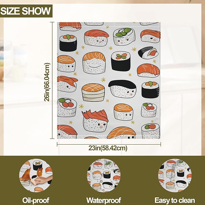 Japaness Sushi Print Dishwasher Magnets Decorative Cover,Magnet Fridge Panel Decal for Home Kitchen Decor,23x26 in