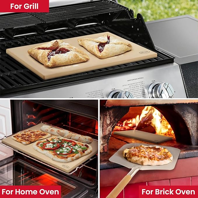 Unicook XX-Large Pizza Stone 26"x17.5"x0.6" for 36"/48" Home and Commercial Ovens, Rectangular Baking Stone, Ideal for Baking Crispy Pizzas, Bread and Cookies, Weighs 17.6 lbs, Does Not Fit 30"Ovens