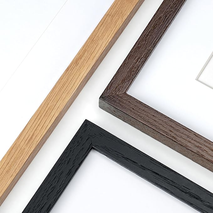 Fun Memories 10x10 Picture Frames, Square Frame 10 by 10 with Mat for 8 by 8, Rustic Oak Wood Frame 10"x10", 10 x 10 Wood Frame Set of 4, Minimalist 10x10 Photo Frames, Black Color