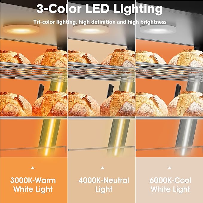 35-inch Commercial Food Warmer Display Case, 3-Tier Countertop Food Pizza Pastry Warmer with Top Rack for Pizza/Pretzel,3D Heating with LED Lighting Removable Shelves Glass Door,for Restaurant