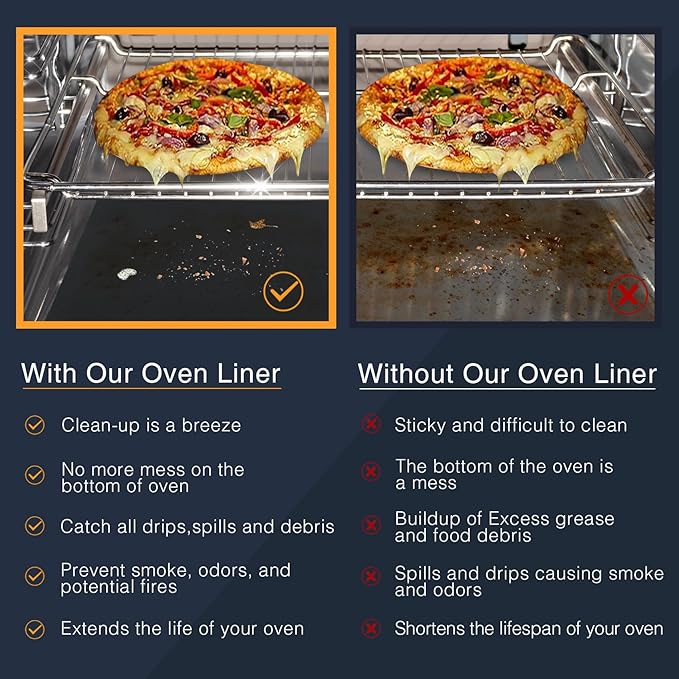 Oven Liners for Bottom of Oven/Electric Oven/Gas Oven/Toaster Oven/Air Fryer,Nonstick Heavy Duty Resuable Grill Mat PFOA Free Oven Mat Oven Protector Liner Baking Cooking Supplies,4 Pack,16x20 IN