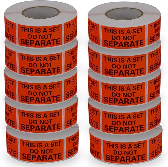 10 Rolls/5000 Labels,This is a Set Do Not Separate,Fluorescent Red Packing Labels(1" x 2")