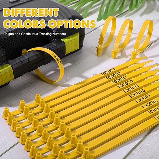 Roowest 1000 Pcs Plastic Truck Trailer Door Seals, Tamper Evident Security Tags, Numbered Safety Disposable Locks for Container Logistics Transport Package Shipping(Yellow)