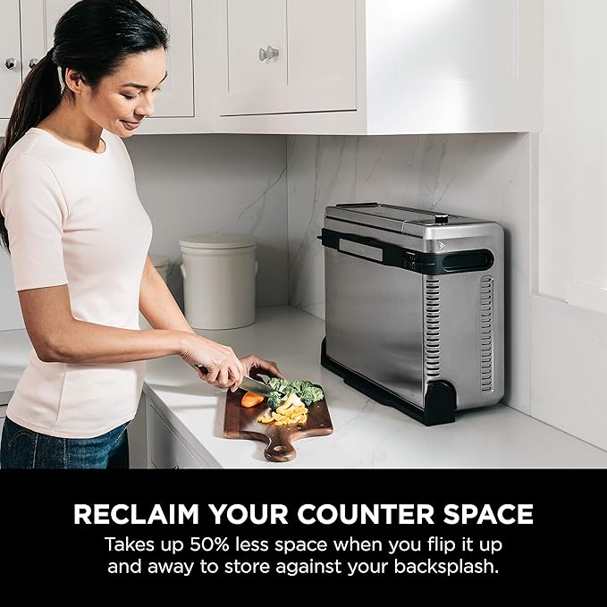 Ninja Digital Air Fry Countertop Oven, 8-in-1 Functionality, 1800W, Flip-Up Design, XL Capacity, Air Fry Basket, Wire Rack & Crumb Tray, Silver, SP101