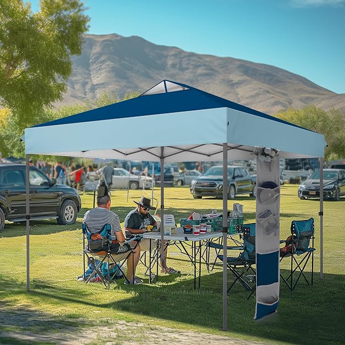 MFSTUDIO 10x10 Pop up Canopy Tent, Gazebo Shelter Sun Shade Canopies One Push Setup Portable Popup Easy Set up Tents with Vented Top,Storage,4 Sandbags,for Beach,Parties,Camping