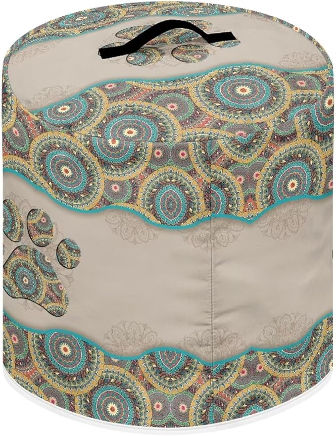 Xoenoiee Boho Mandala Dog Paw Print Kitchen Appliance Dust Cover with Pockets, Electric Pressure Cooker Cover Compatible with Rice Cooker Cover Air Fryer Cover, for 3 Quart