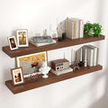 Floating Shelves for Wall 48"W x 9"D x 1.5"H, Long Engineered Wood Wall Shelves with Invisible Brackets for Living Room Bedroom Bathroom Office Kitchen Decor and Storage, Walnut Finish, Set of 2
