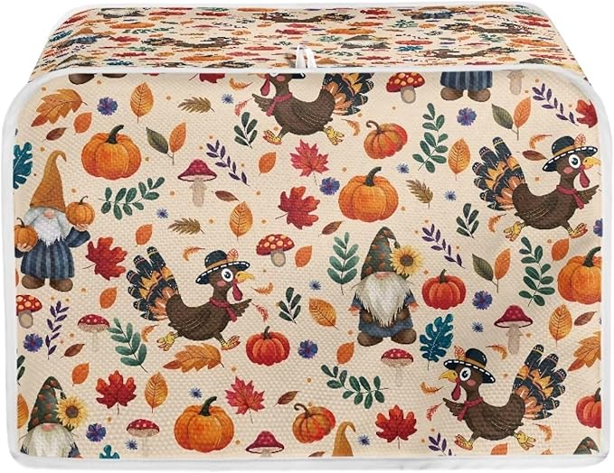 UNICEU Fall Pumpkin Turkey Toaster Covers 2 Slice Bread Maker Dust Cover Kitchen Small Appliance Dust Protector Thankgiving Day Gift