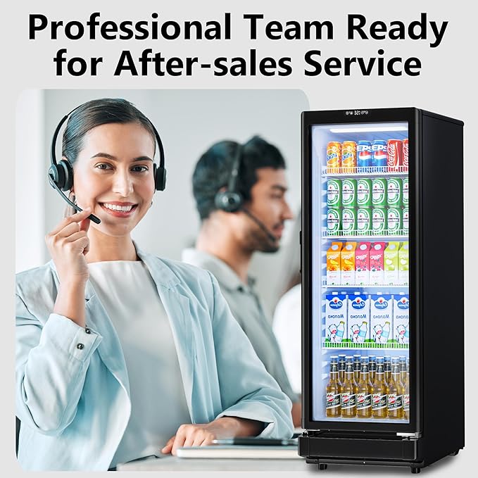 7 Cu.Ft Commercial Refrigerators, Display Fridge with Locking, Key & LED, Outdoor Beverage Refrigerator with Double-Tempered Glass Door, Beverage Cooler for Bar, Office, Restaurant