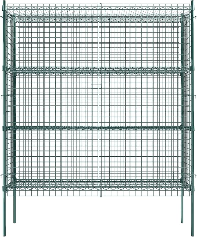 Commercial Grade NSF Listed Metal Wire Mesh Storage Green Epoxy Security Cage Kit 18" x 60" x 74", Perfect for Warehouse, Walk-In Refrigerator, Freezer, Grocery Store, Restaurant
