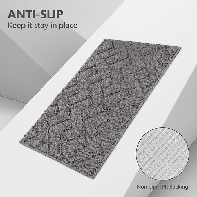 hicorfe Dirt Trapper Indoor Doormat,20"x59" Welcome Door mat,Non Slip Backing Washable Door Mats,Absorbent and Resistant Low-Profile Entrance Inside Floor Mat for Front Back Door,Entryway (Grey)