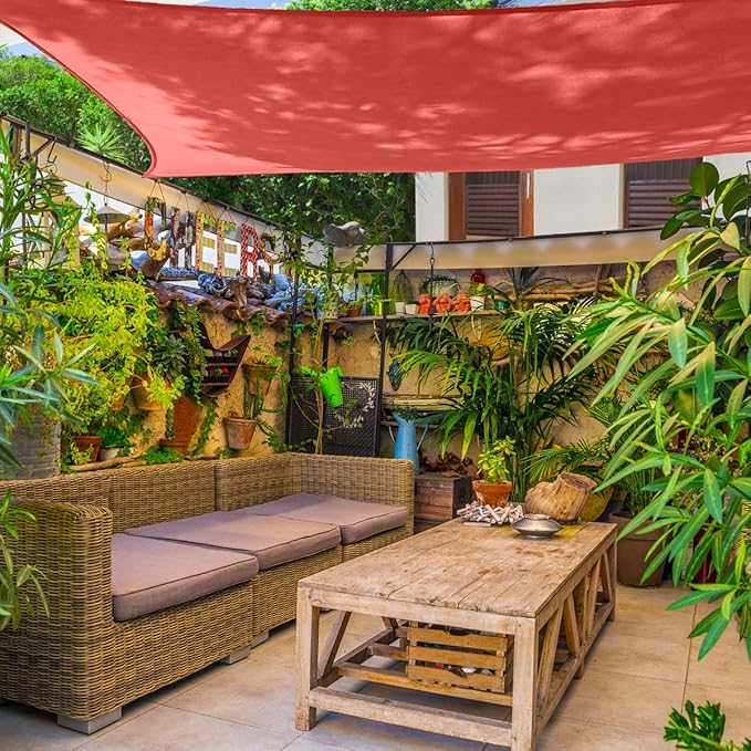 AsterOutdoor Sun Shade Sail Rectangle 8' x 12' UV Block Canopy for Patio Backyard Lawn Garden Outdoor Activities, Terra