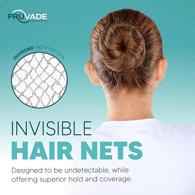 Invisible Hair Nets for Women & Men | Pack of 100 | Elastic 24" Mesh Hair Net for Buns, Long Hair & Short Hair - Hairnets for Ballet Dancers, Sleeping, Wig Storage, Food Service & More