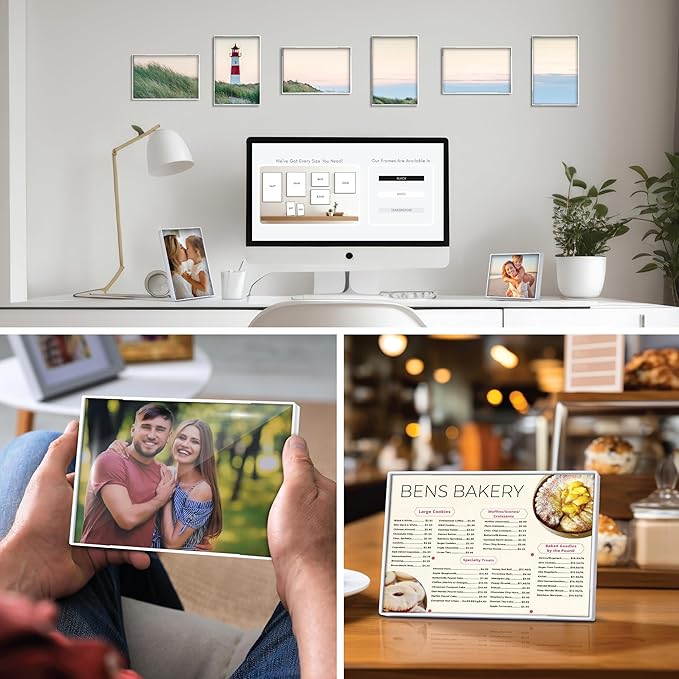 Mantello Front Loading White 4x6 Picture Frame - 4 x 6 Frame For Tabletop or Wall Decor - 4 by 6 White Picture Frames- 6 PACK