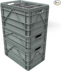 SIDIO Crate Basic Pack - 2 Full-Size & 1 Half-Size Heavy Duty Stackable Storage Bins, Totes, Containers with Dividers - Durable Plastic Organizer for Home, Office, Garage, and Outdoor Use, Aircraft