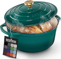 Zulay Kitchen 7.7 Quart Enameled Cast Iron Dutch Oven Pot with Lid – Premium Durability & Oven Safe up to 500°F – Heavy Duty Cookware Perfect for Bread Baking, Stews, Braising & Roasting – Emerald