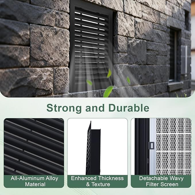 14"x20" Aluminum Gable Vent,Filter Screen for Removable,Never Rust, Heat Dissipation & Condensation Prevention,Ideal for Shed, Attic, Wall, Door & Shipping Container-Vent Opening: 12" x 18"