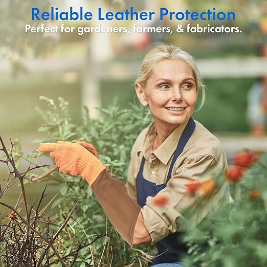 Arm Chaps Extended Elbow Leather Arm Guard - Arm Sleeve Protectors for Thin Skin and Bruising, Scratches & Cuts - Protective Arm Sleeve for Any Age- Left & Right Form-Fitting - Brown (1Pair/X-Large).