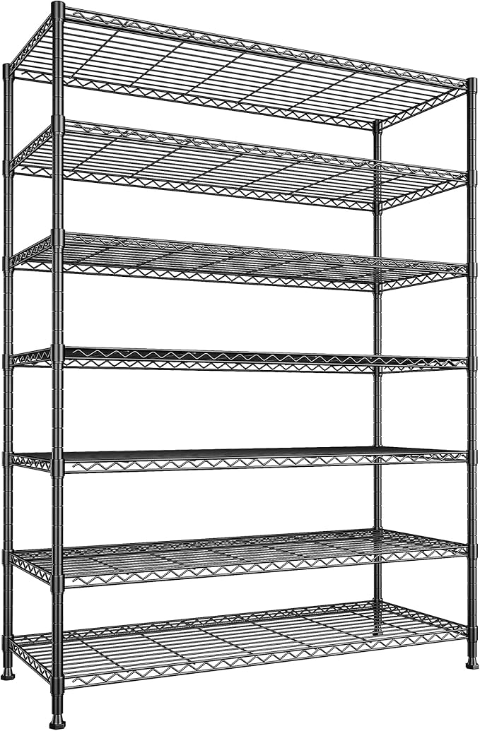2 Set of 82.6H Metal Shelving Unit 7 Tier Storage Shelves Adjustable Wire Shelving Metal Wire Shelf Pantry Shelves Commercial Rack for Kitchen Pantry Garage 45" W x 82.6''H x 13.5" D, Black