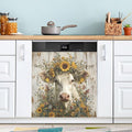 Fall Highland Cow White Dishwasher Magnet Cover Front Door Magnetic Dishwasher Cover Decorative Refrigerator Magnet Covers Dishwashers Magnetic Sticker for Home Decor, 23" x 26"