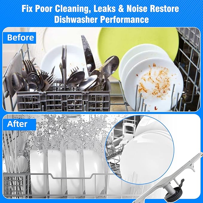 154568002 Dishwasher Lower Wash Arm and 5304518968 Dishwasher Lower Spray Arm Support and 5304506518 Trap Drain Filter Support for Frigidaire Electrolux 1545680 5304517203 154568001 154414101 (Grey)