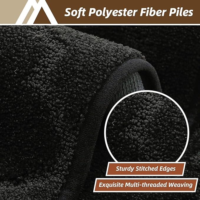 COSY HOMEER Kitchen Rugs 32"x48" Non-Slip Washable Kitchen Mats for Floor Absorbent Kitchen Carpet Soft Rugs for Kitchen,Sink Mat,Entrance,Area Rug,Black
