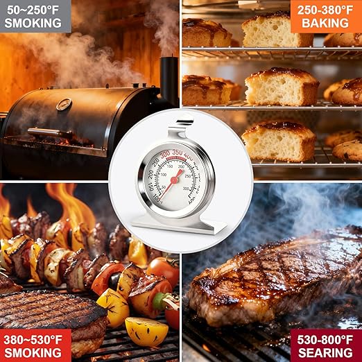 CloudHand Oven Thermometer 50-300°C/100-600°F Electric/Gas Oven Temperature Gauge Baking Thermometer Stainless Steel Instant Read Thermometer for Cooking