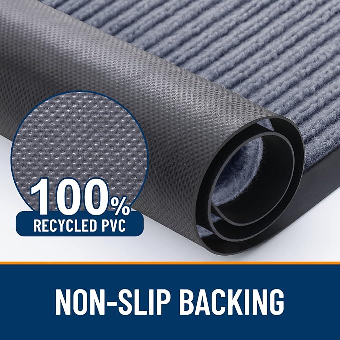 OLANLY Front Door Mat Indoor Outdoor Entrance, Waterproof Heavy Duty Doormat, Fade Resistant, Low Profile, Easy Clean Patio Porch Welcome Floor Mats for Entry, 33x21, Ash Grey