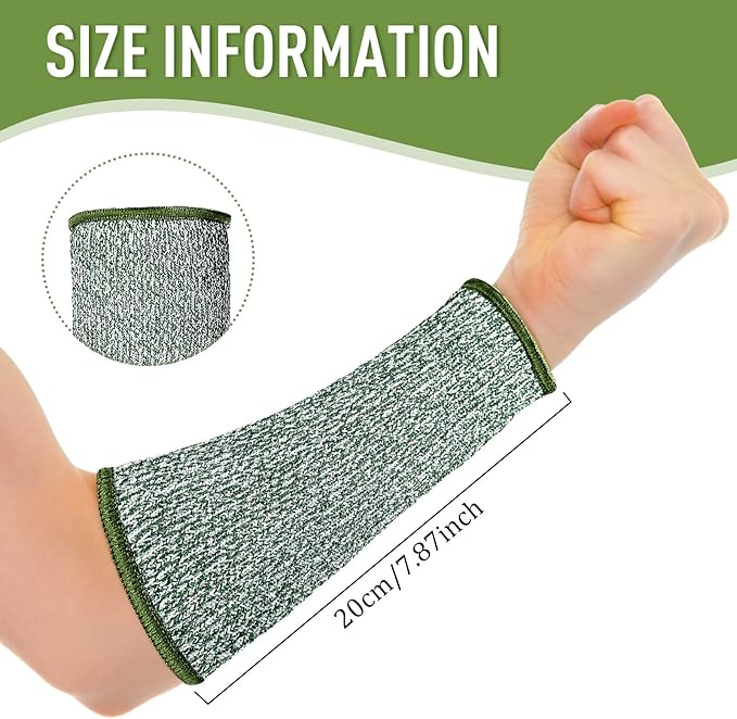 Sintege 3 Pairs Arm Protectors for Thin Skin and Bruising Cut Resistant Forearm Sleeve Level 5 Arm Burn Protection Sleeve (Black, Grey, Green,7.9 Inch)