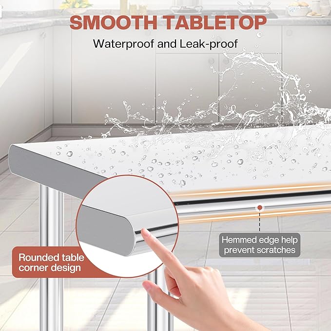 Jocisland 30" x 60" Stainless Steel Table for Prep & Work Adjustable Under Shelf and Feet, for Commercial Kitchen, Restaurant, Hotel, Garage