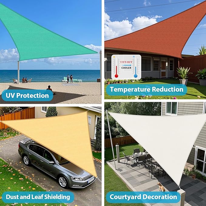 Amagenix Sun Shade Sail 10'X10'X14.1' Curved Edge Outdoor Shade Canopy Black Breathable 95% UV Block Shade Cloth for Patio Garden Backyard (We Make Custom Size)