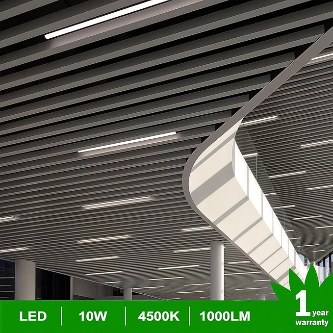 LightingWill 4 Pack LED Shop Light 2FT, Natural White 4000K, 10W, Linkable T5 Integrated Fixture, Utility LED Ceiling Light and Under Cabinet, Corded Electric with Built-in ON/Off Switch