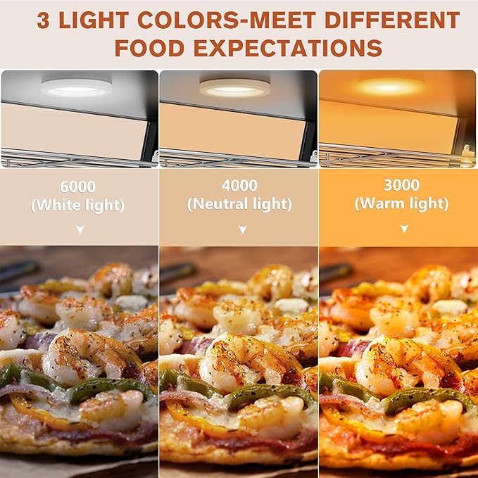 35inch 3-Tier Commercial Food Warmer with Top Rack for Milk Juice, Countertop Heat Holding Cabinet Display Case for Pizza/Pretzel, Three Color Lighting, w/Thermometer for Cafeteria Kitchen Restaurant