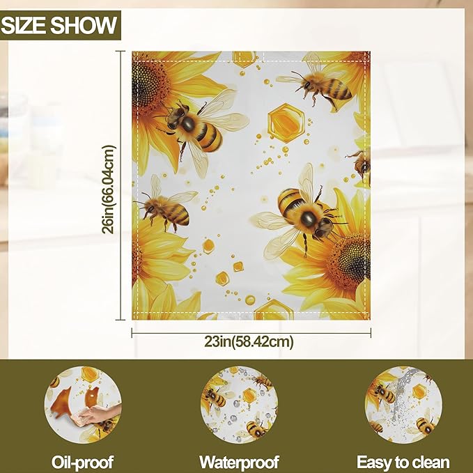 Bees Flying Dishwasher Magnets Decorative Cover,Sunflowers Magnet Fridge Panel Decal for Home Kitchen Decor,23x26 in