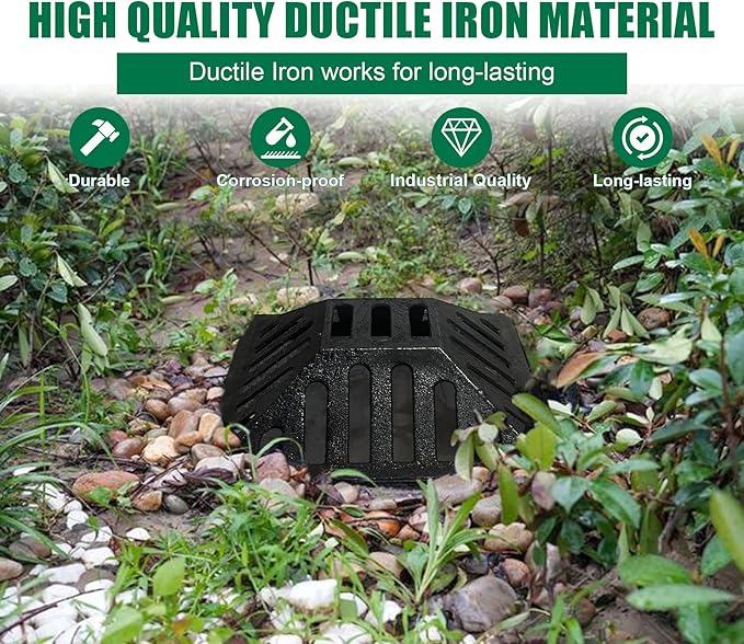 Ductile Iron Atrium Grate and Frame,18x18in Square Beehive Catch Basin Inlet, Metal Overflow Relief Gully Grates for Yard,Heavy Duty Swale Drain Grates Bolted with Base(Frame Size 20x20in)