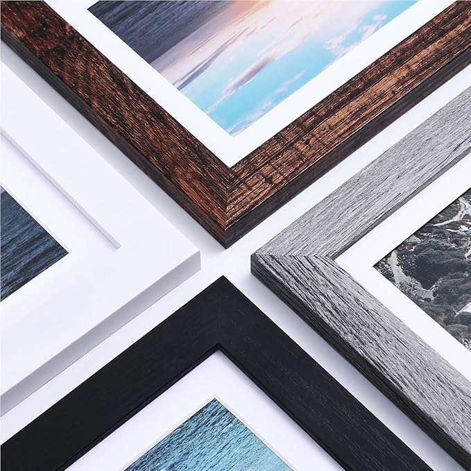 Vittanly 10 Pack Picture Frames Collage Wall Decor, Gallery Wall Frame Set for Wall or Tabletop Display, Engineered Wood and Shatter-resistant Plexiglass, Multi Sizes with 8x10, 5x7, 4x6 Frames, Grey
