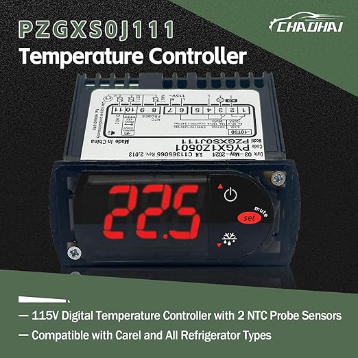 PZGXS0J111 Temperature Controller with 2 NTC Temperature Sensor Probe 115V Refrigeration Cooler Control Fit for Carel and All Refrigerator Types