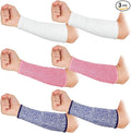 Sintege 3 Pairs Arm Protectors for Thin Skin and Bruising Cut Resistant Forearm Sleeve Level 5 Arm Burn Protection Sleeve (White, Purple, Pink,12.6 Inch)