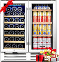 BODEGACOOLER Wine and Beverage Refrigerator,30 Inch Under Counter Commercial Beverage Refrigerator, Large Capacity Back Bar Cooler With 2 Glass Doors,LED Lighting Display Beer Wine Soda Drinks.