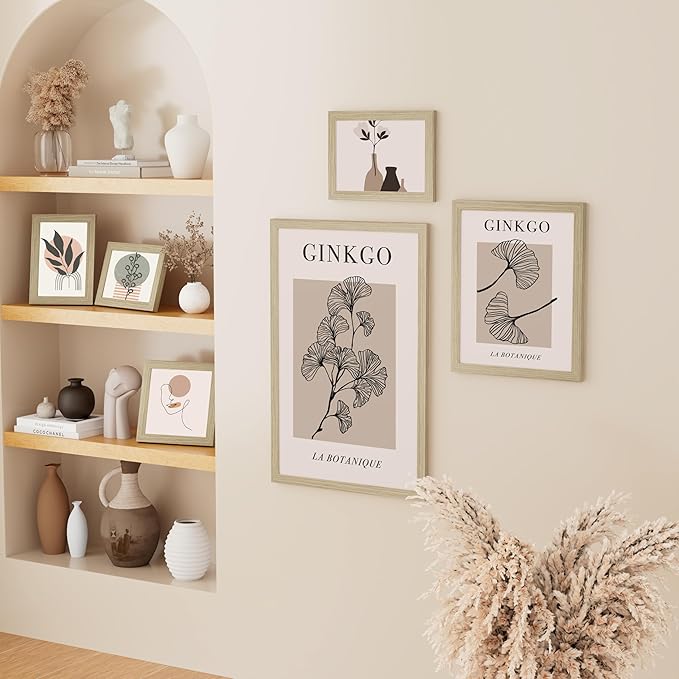 Vittanly 5x7 Picture Frame, Solid Wood Frame with Plexiglass, Includes 4x6 Mat, Wall Hanging or Tabletop for Home Decor, Light OAK, 1 Pack