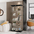 Yoluckea 5 Shelves Glass Display Cabinet with 2 Doors, Floor Standing Clear Glass Curio Cabinet Collection Display Case for Living Room Bedroom 73.82” x 31.69” x 14.37” Black
